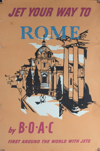 c. 1950s Jet Your Way to Rome by BOAC | First Around the World with Jets - Golden Age Posters