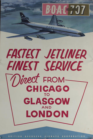 1959 Rolls-Royce BOAC 707 | Fastest Jetliner | Finest Service - Golden Age Posters