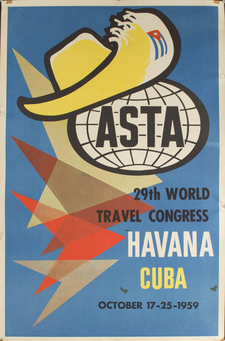 1959 Havana Cuba | 29th World Travel Congress | October 17-25-1959 | ASTA - Golden Age Posters