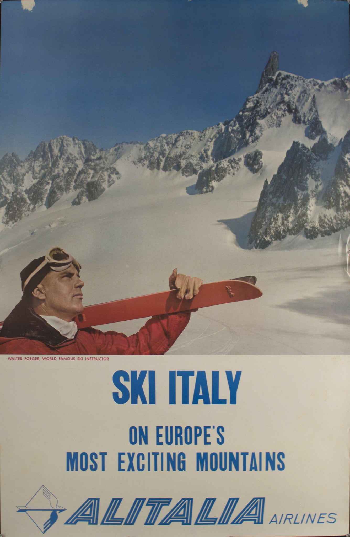 Ski Italy | On Europe's Most Exciting Mountains | Alitalia Airlines - Golden Age Posters