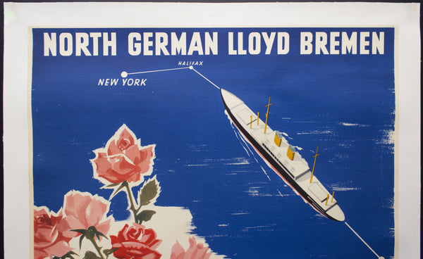c.1956 Travel On The M.S. Berlin by W. Hoppe Norddeutscher North German Lloyd - Golden Age Posters