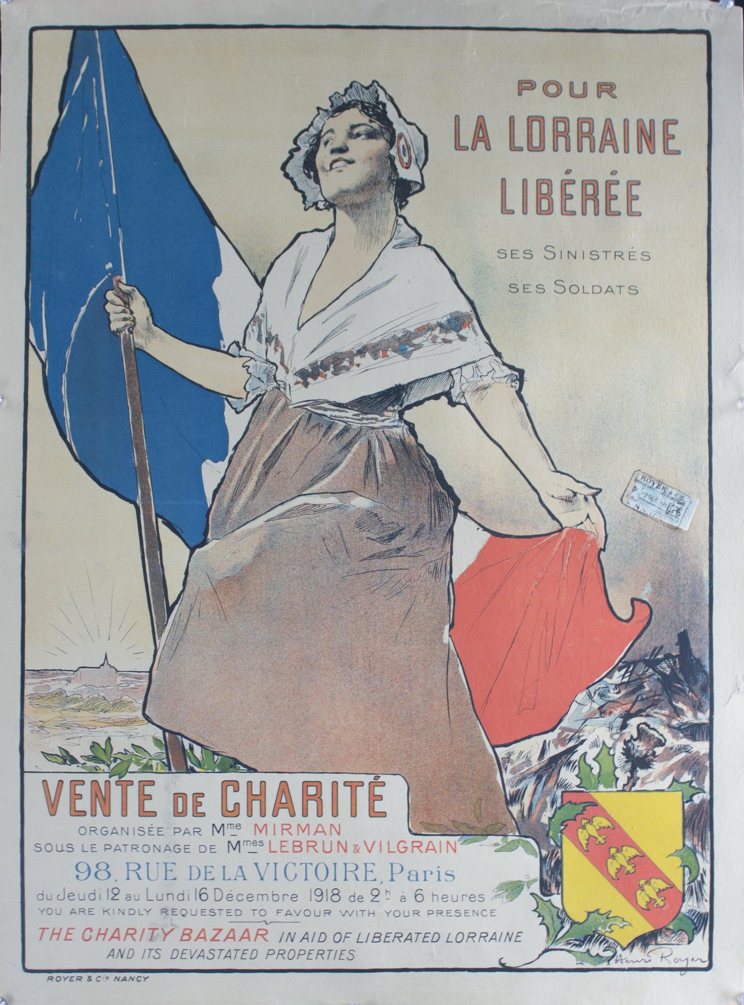 1918 Pour La Lorraine Liberee | Viente de Charite - Golden Age Posters