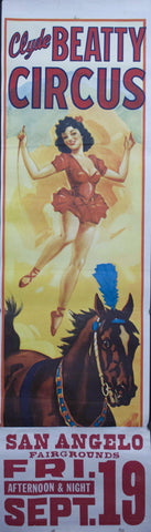 c. 1950 Clyde Beatty Circus | San Angelo Fairgrounds Fri. Sept. 19 - Golden Age Posters