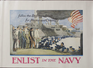1914 Follow the Boys in Blue for Home and Country | Enlist in the Navy - Golden Age Posters
