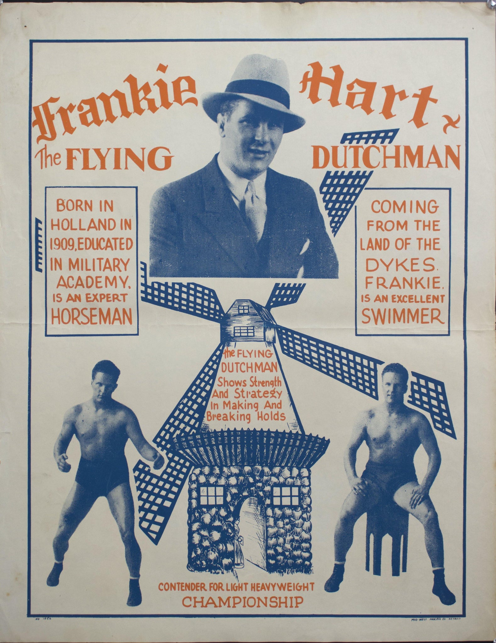 c. 1930 Frankie Hart The Flying Dutchman | Shows Strength and Strategy to Making and Breaking Holds - Golden Age Posters