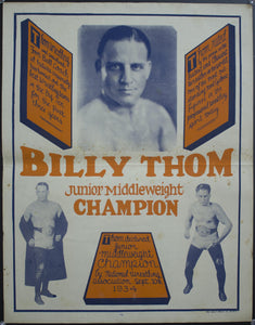 c. 1930 Billy Thom | Junior Middleweight Champion - Golden Age Posters