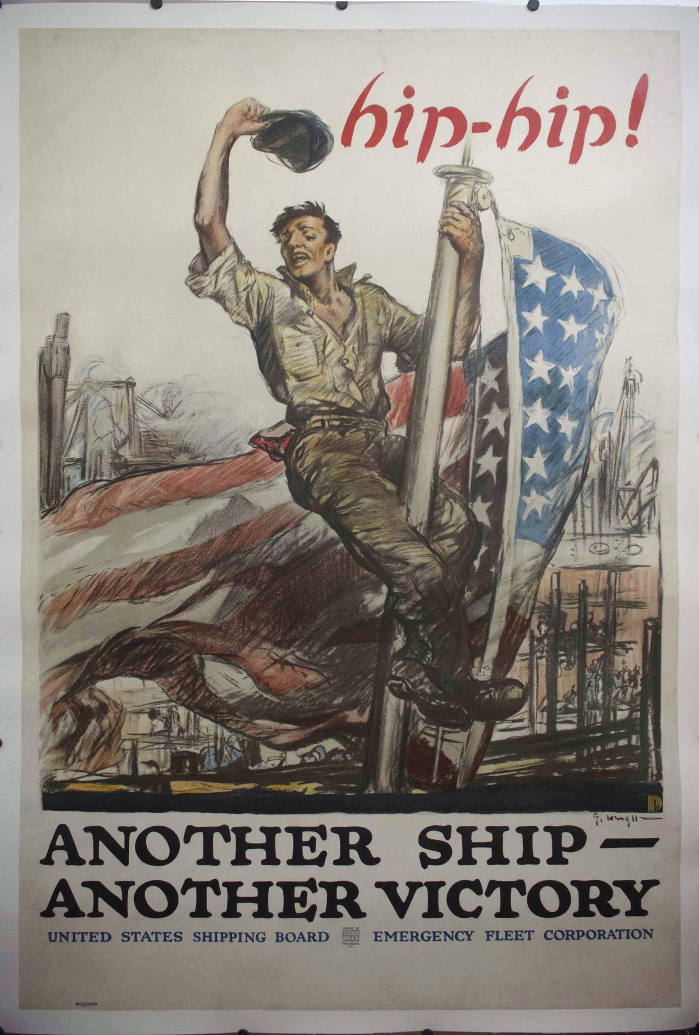1918 hip-hip! Another Ship - Another Victory | United States Shipping Board - Golden Age Posters