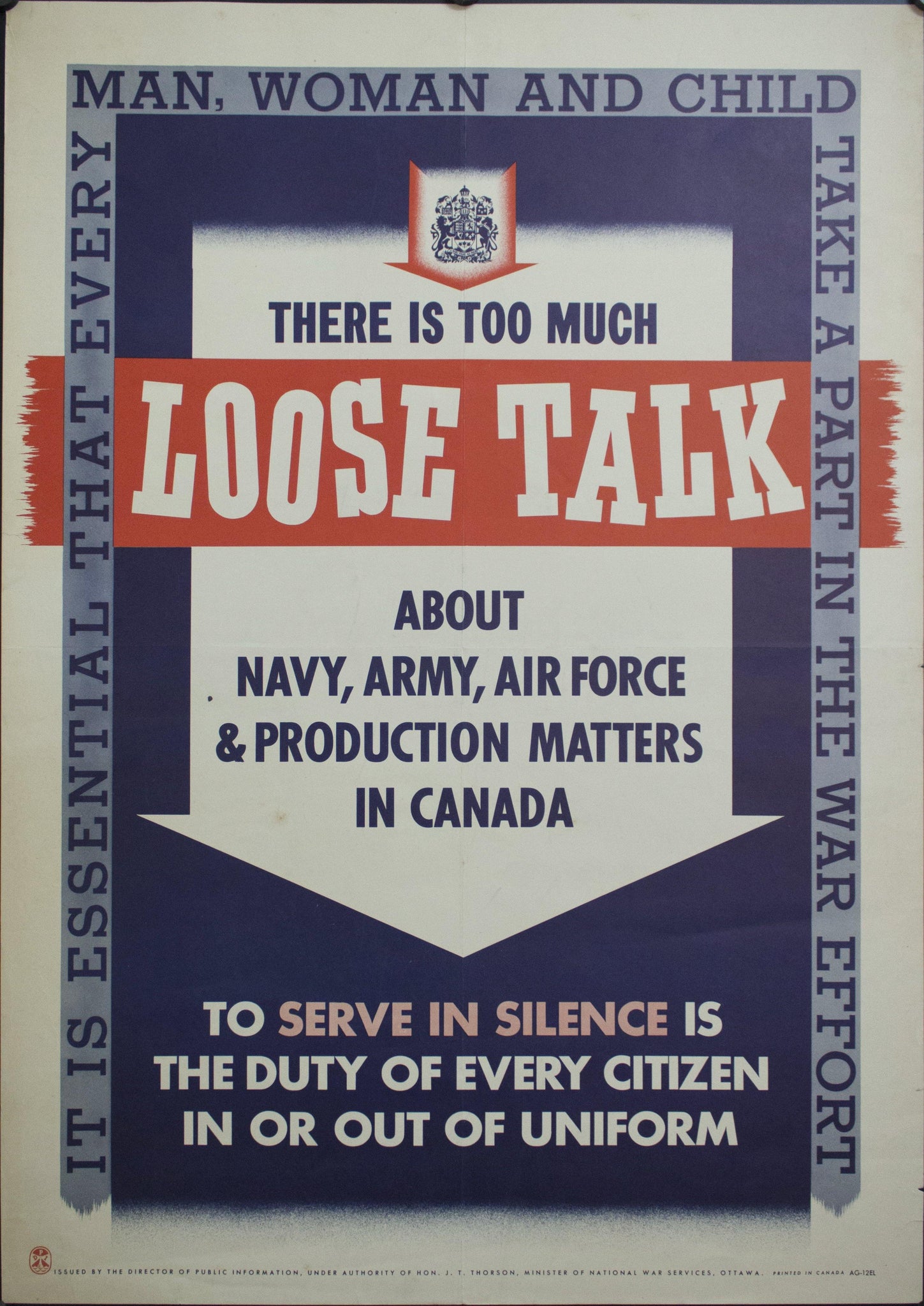 c. 1942 There is Too Much Loose Talk About Navy, Army, Air Force & Production Matters in Canada - Golden Age Posters