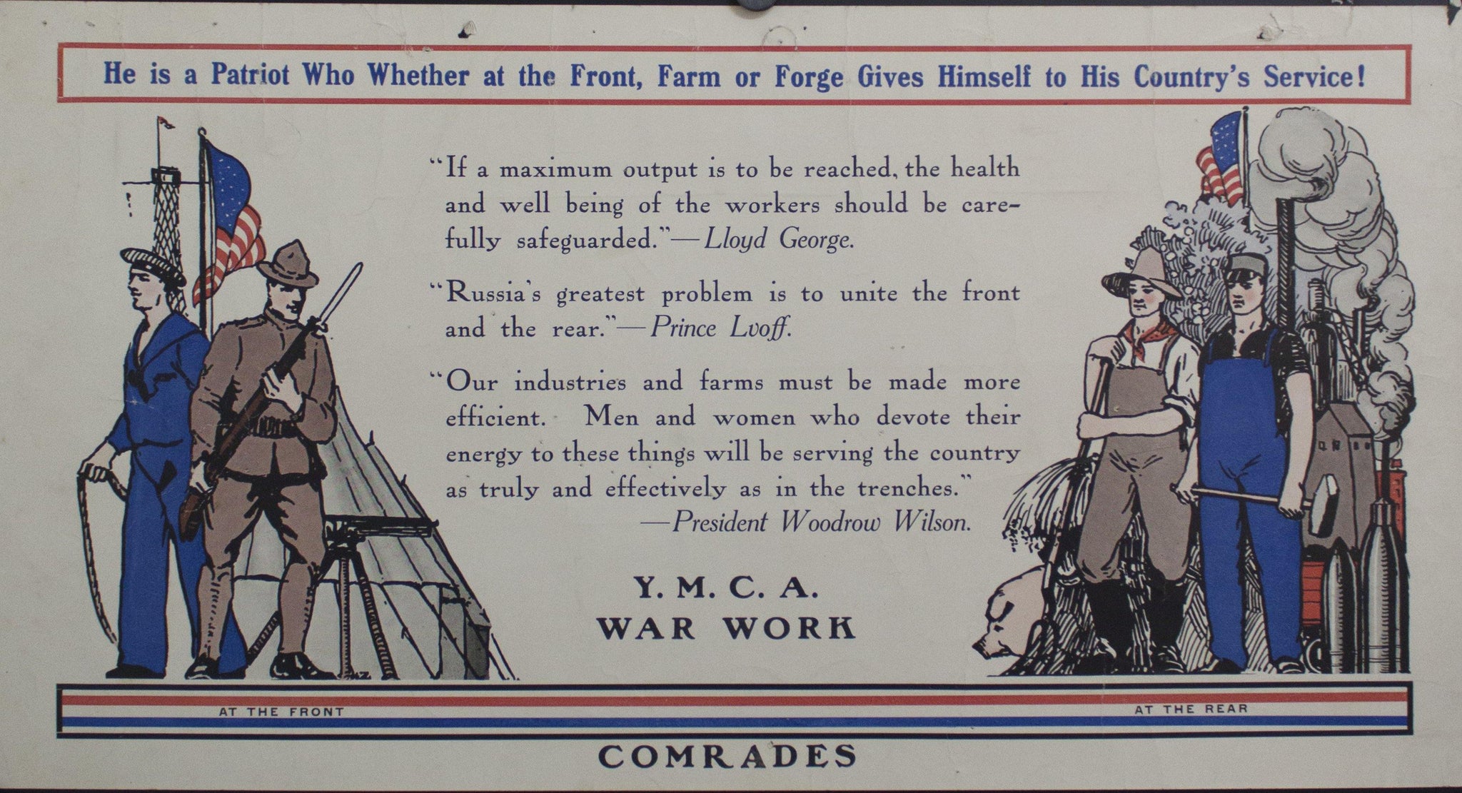 c. 1918 He is a Patriot Who Whether at the Front, Farm, or Forge Gives Gives Himself to his Country - Golden Age Posters