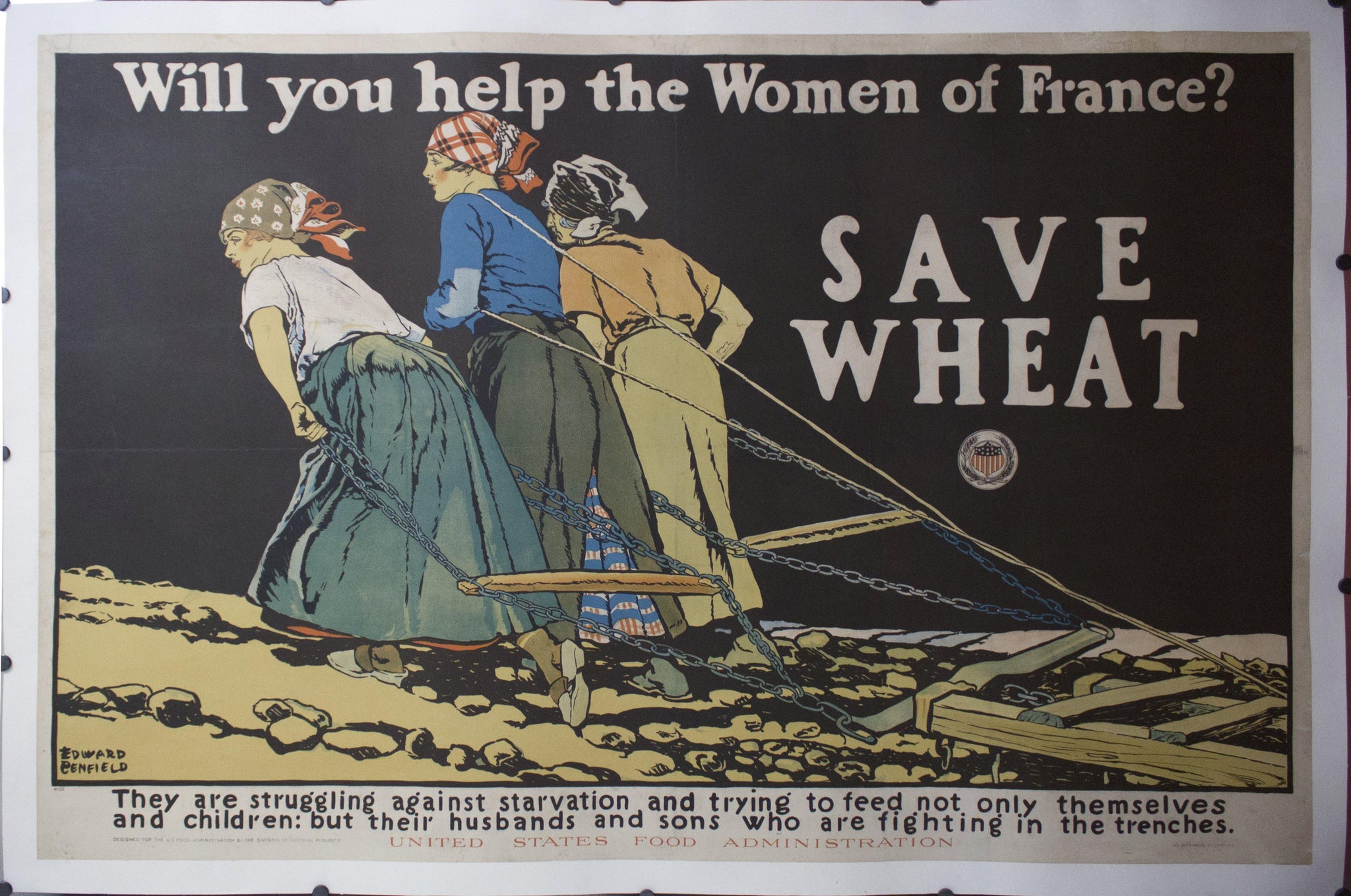 c. 1918 Will You Help the Women of France? | Save Wheat - Golden Age Posters