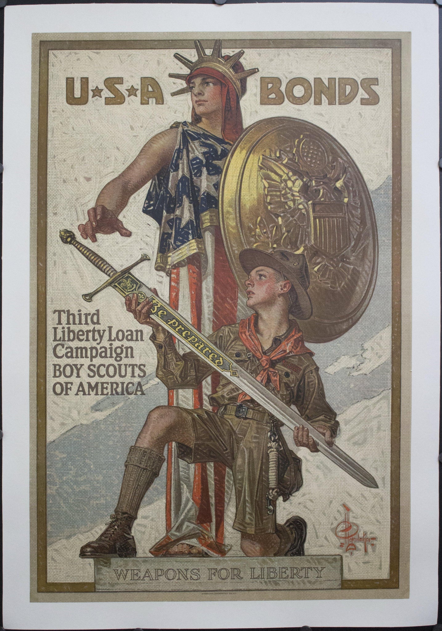 1917 USA Bonds | Third Liberty Loan Campaign Boy Scouts of America | Weapons for Liberty - Golden Age Posters