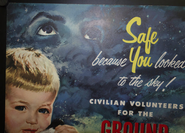 1953 Safe Because You Looked To The Sky! Ground Observer Corps - Golden Age Posters