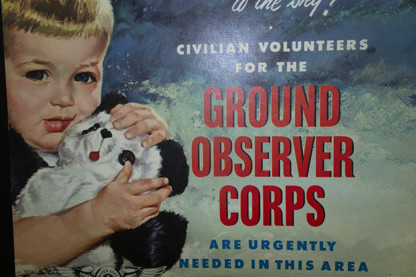 1953 Safe Because You Looked To The Sky! Ground Observer Corps - Golden Age Posters
