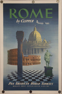 c. 1950s Rome by Clipper Pan American World Airways - Golden Age Posters