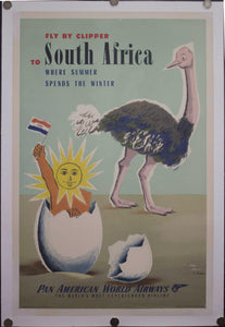 c. 1950 Fly by Clipper to South Africa Pan American World Airways - Golden Age Posters