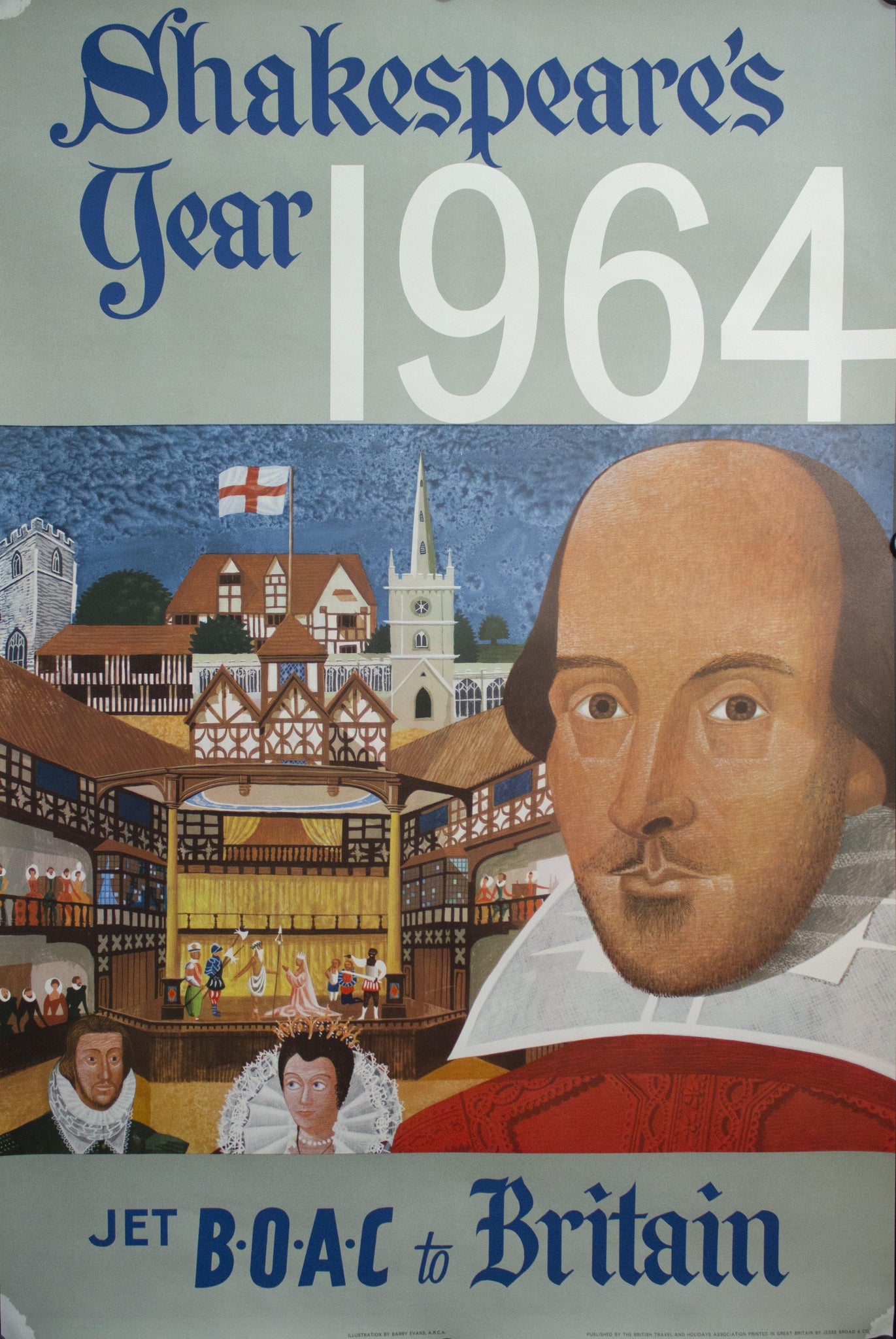 1964 Shakespeare's Year | Jet BOAC to Britain - Golden Age Posters