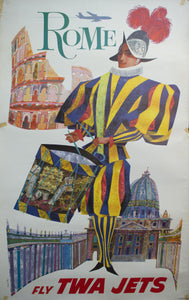 c. 1960s Rome | Fly TWA Jets by David Klein - Golden Age Posters