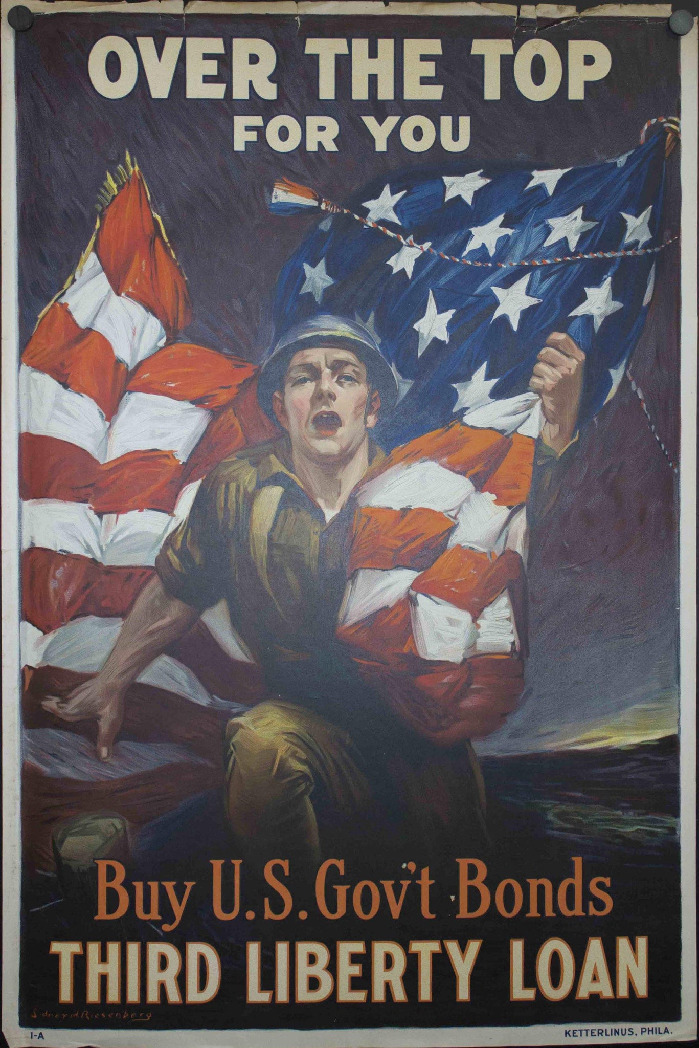 1918 Over The Top For You Third Liberty Loan by Sidney H. Riesenberg - Golden Age Posters