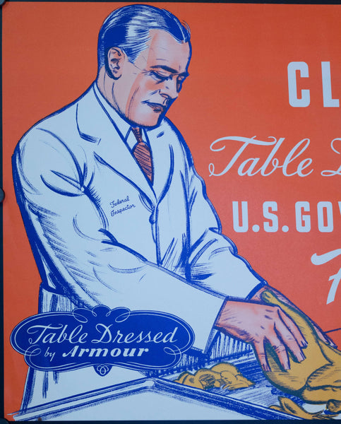 c. 1940s Flavor Fresh Cloverbloom Table Dressed Poultry U.S. Government Inspected for Wholesomeness - Golden Age Posters