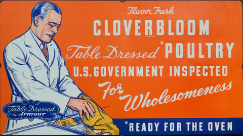 c. 1940s Flavor Fresh Cloverbloom Table Dressed Poultry U.S. Government Inspected for Wholesomeness - Golden Age Posters