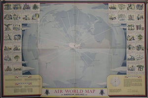 1944 Air World Map by American Airlines - Golden Age Posters