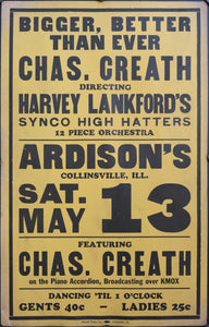 c. 1925 Bigger, Better Than Ever | Chas. Creath Directing Harvey Lankford's Synco High Hatters - Golden Age Posters