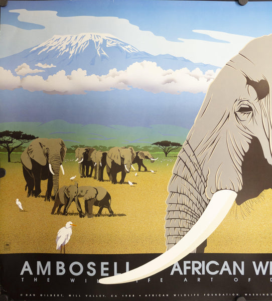 1988 Ambosell African Wildlife Foundation Art of Daniel Gilbert - Golden Age Posters