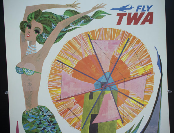 c. 1960 Portugal Fly TWA Mermaid by David Klein - Golden Age Posters