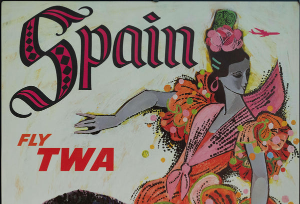 c. 1960s Spain Fly TWA by David Klein - Golden Age Posters