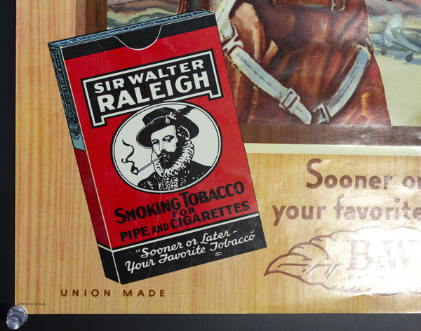 c. 1940s Raleigh Smoking Tobacco Pipe and Cigarettes War Bonds and Stamps Pilot - Golden Age Posters