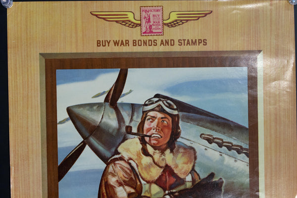 c. 1940s Raleigh Smoking Tobacco Pipe and Cigarettes War Bonds and Stamps Pilot - Golden Age Posters