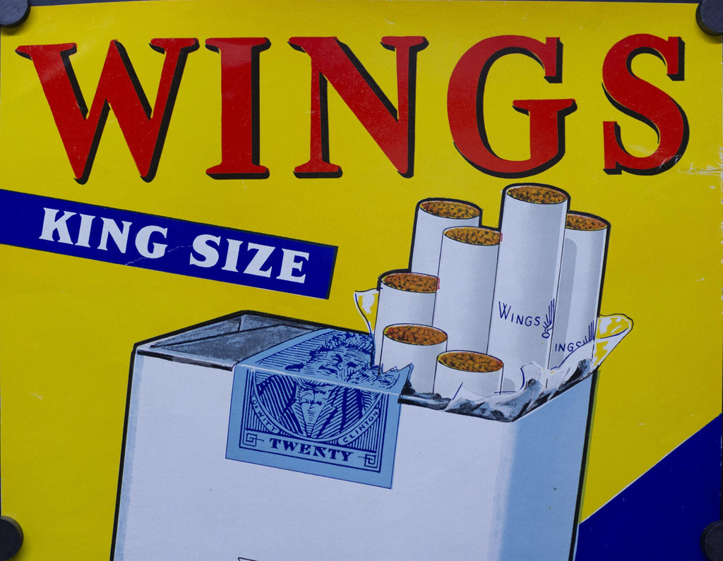 wings cigarettes Menthol 100's Box, 20 ct., 10 pk Vintage Wings Cigarettes Advertising Poster