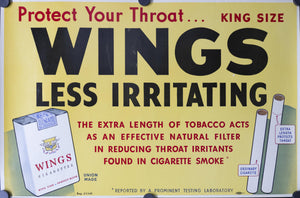 c. 1940s Wings Long Length Cigarettes - Golden Age Posters