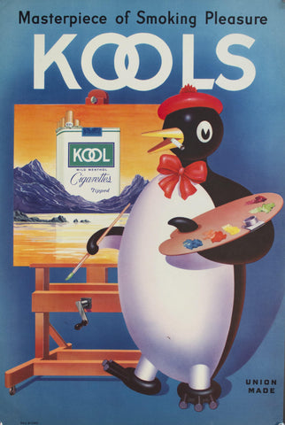 c. 1940s Kools Cigarettes Masterpieces of Smoking Pleasure Penguin Artist - Golden Age Posters