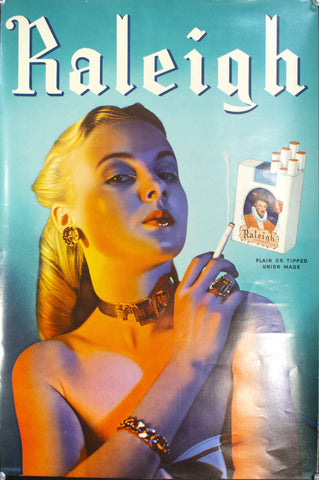 c. 1940s Raleigh Cigarettes Blonde Girl - Golden Age Posters