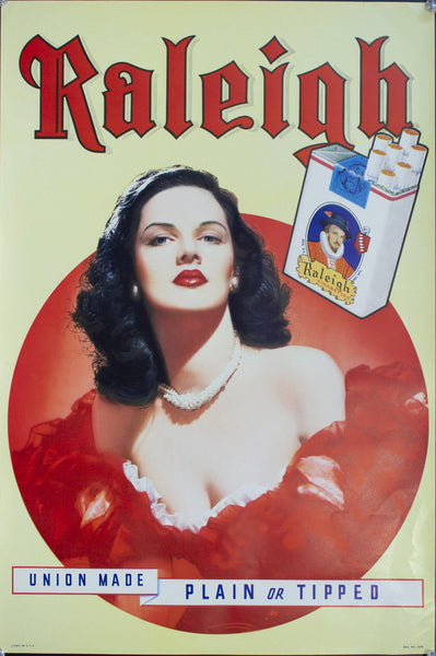 c. 1940s Raleigh Cigarettes Pin Up Girl - Golden Age Posters