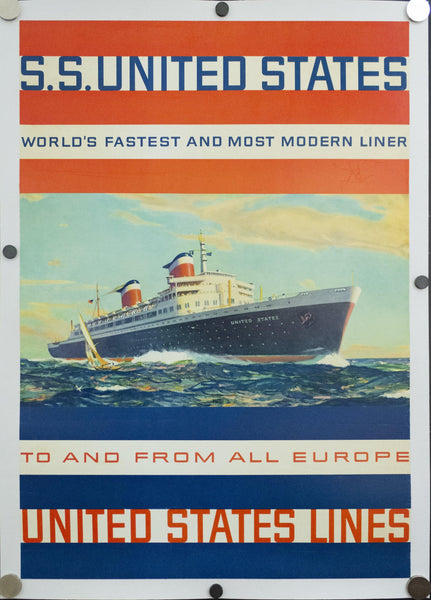 c.1956 S.S. United States World’s Fastest And Most Modern Liner United States Lines - Golden Age Posters