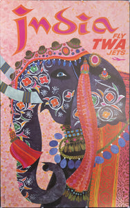 c. 1960s India Fly TWA Jets by David Klein - Golden Age Posters