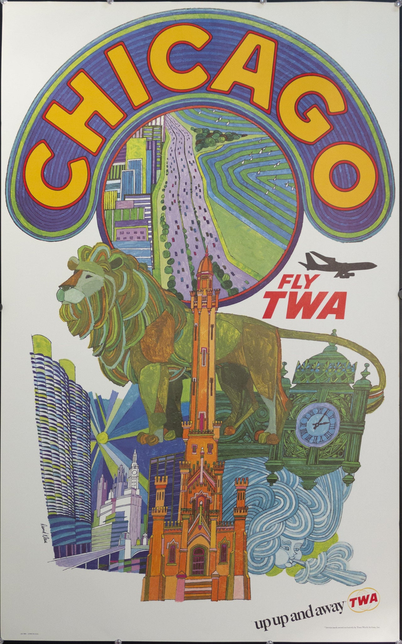 c. 1960s Chicago Fly TWA by David Klein - Golden Age Posters