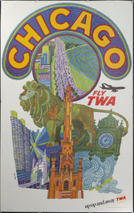 c. 1960s Chicago Fly TWA by David Klein - Golden Age Posters