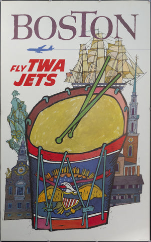 c. 1960s Boston Fly TWA Jets by David Klein - Golden Age Posters