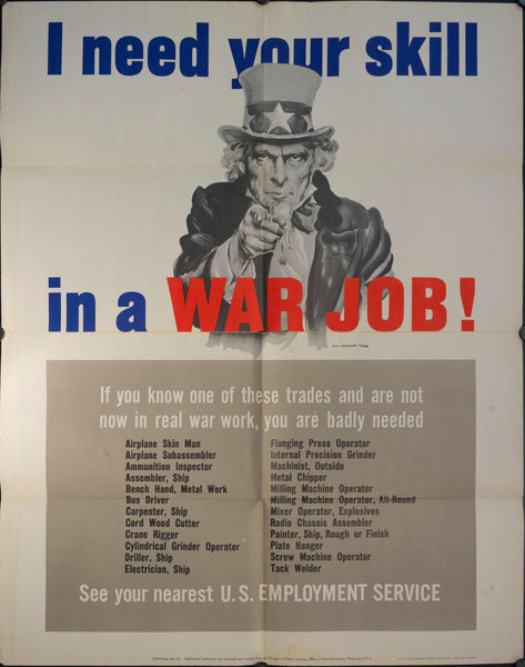 1943 I Need Your Skill In A War Job - Golden Age Posters