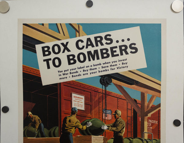 c.1944 Union Pacific Railroad Keep Em Rolling Box Cars To Bombers WWII Home Front - Golden Age Posters