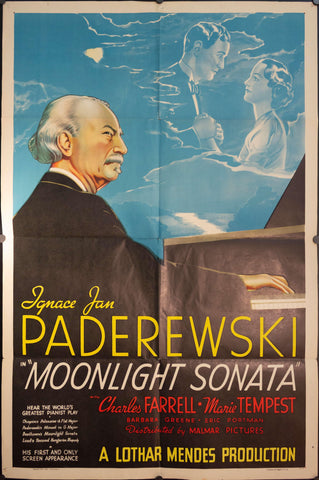 1937 Ignacy Jan Paderewski "Moonlight Sonata" - Golden Age Posters