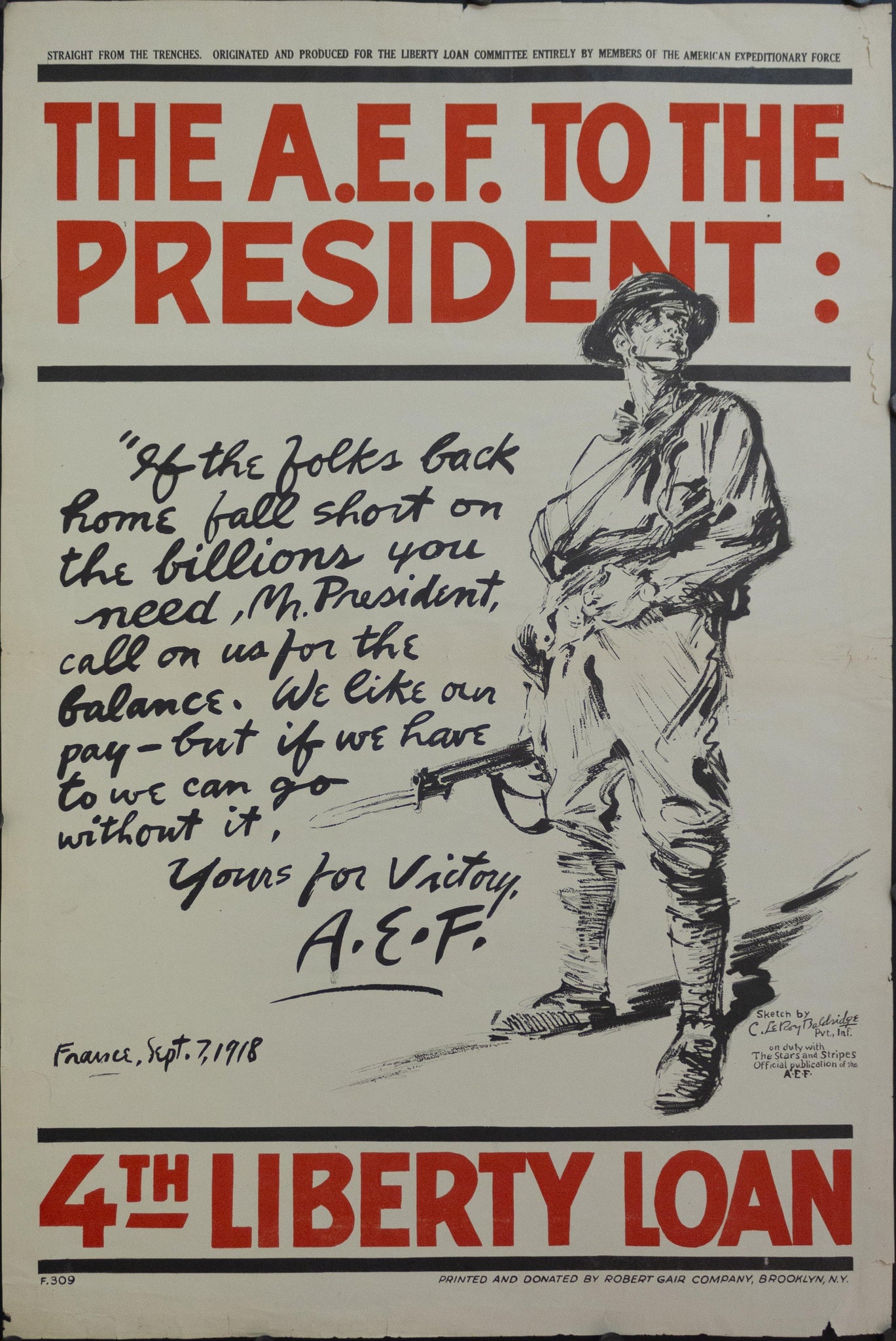 1918 The A.E.F. to the President 4th Liberty Loan - Golden Age Posters