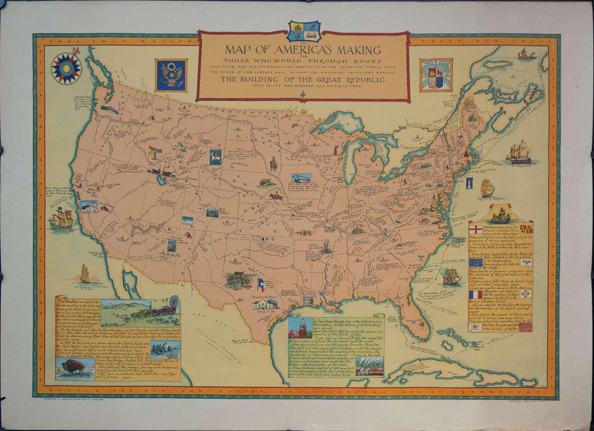 1926 Map of America's Making Original Pictorial Map Poster – Golden Age ...