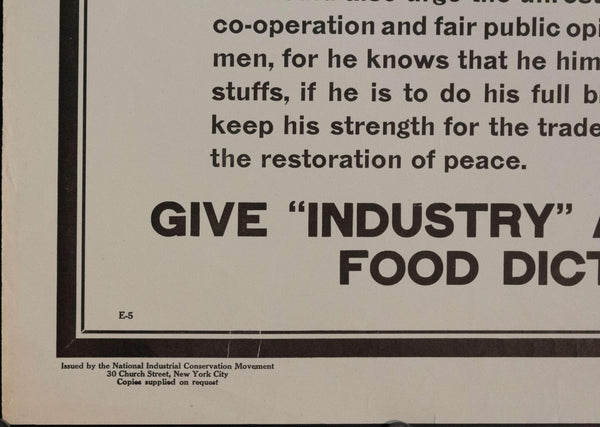 1917 Industrial War Bread? | Give "Industry" a Show as a Food Dictator - Golden Age Posters