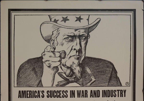 1917 America's Success In War & Industry Depends on Co-operation of Those Who Hire, Earn, or Spend - Golden Age Posters