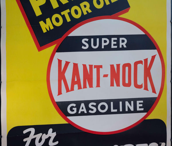 c. 1950s Prize Motor Oil | Super Kant-Nock Gasoline for Easy Starts! Sign - Golden Age Posters