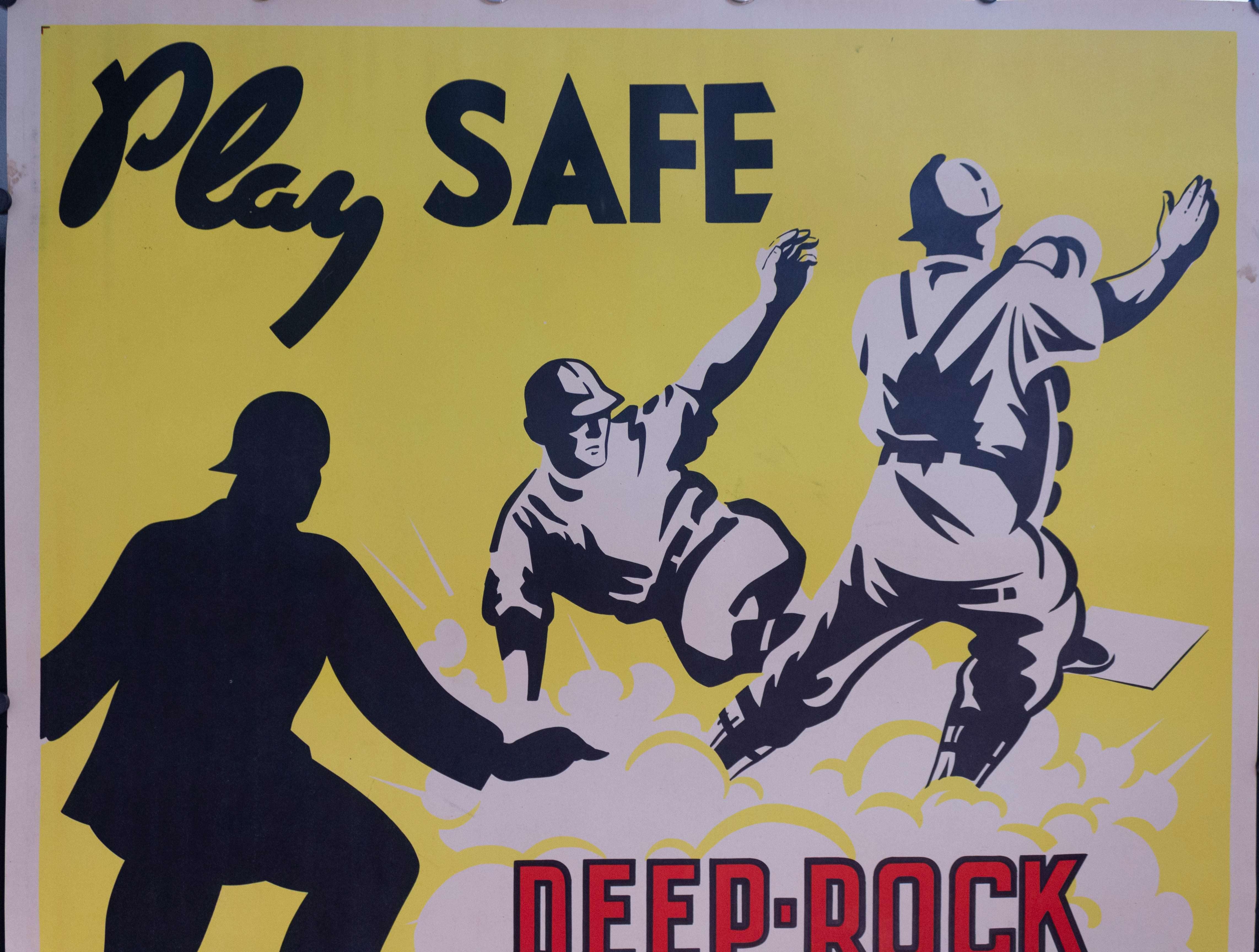 c. 1950s Play Safe Use Deep-Rock Prize Motor Oil & Gasoline Sign
